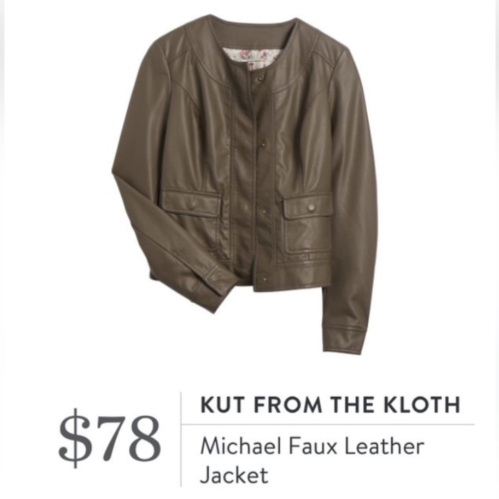 Kut From the Kloth Michael Faux Leather Snap-Up Jacket in Creamy Brown - Picture 14 of 15